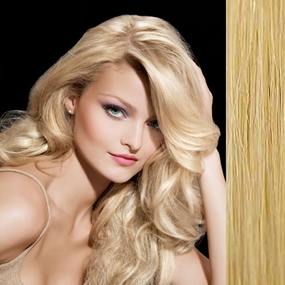 Weft Remy hair extensions 18" (45cm) - straight color 22 light blonde