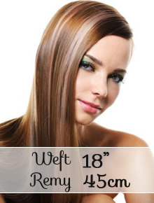 Weft remy hair extensions 18" (45cm) - straight - Online Store