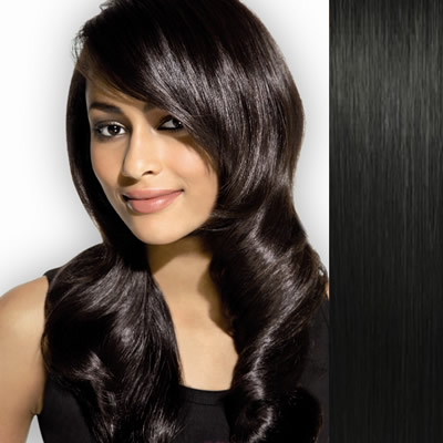 REMY Extensiones de cabello con clip 18" (45cm) - recto color #1b negro