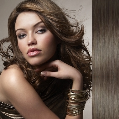 Extensiones de cabello con clip 18" (45cm) - recto color #2 marron oscuro 120g