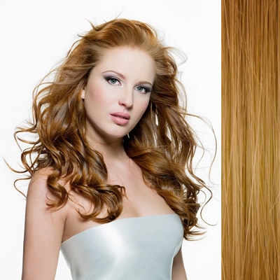 Extensiones de cabello con clip 18" (45cm) - recto color #27 miel rubia