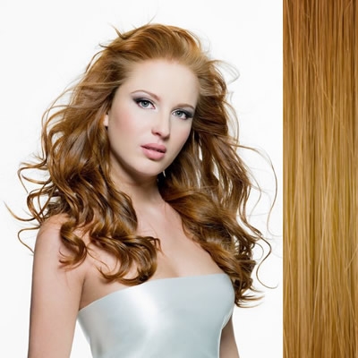 Extensiones de cabello de cortina 18" (45cm) - recto color #27 miel rubia