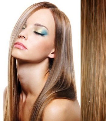 Extensiones de cabello con clip 18" (45cm) - recto color #8 ceniza marron