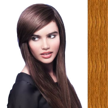 Side Swept Clip In Hair Fringe color #8 light chestnut